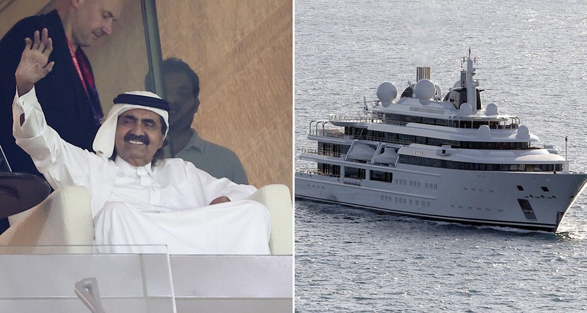 Superyacht de 370 millions de livres sterling du Qatar à 370 millions de livres sterling avec plusieurs piscines, un salon de beauté et un club de plage privé