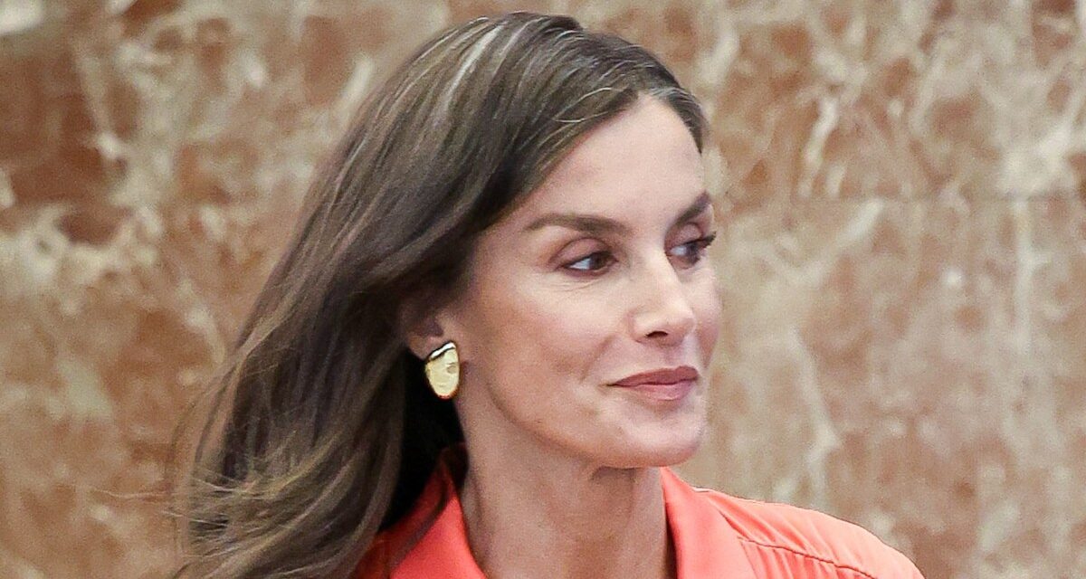 La reine Letizia suinte la «flamboyance» en rose et cuir soyeux et cuir