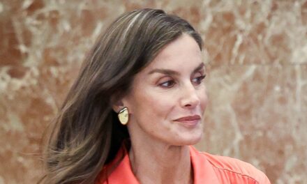 La reine Letizia suinte la «flamboyance» en rose et cuir soyeux et cuir