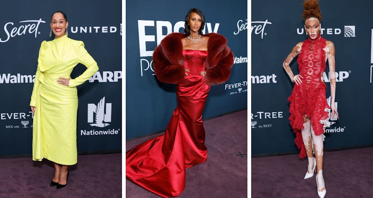 Iman mène la robe de satin rouge la mieux habillée au gala Ebony Power 100
