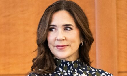 Les cheveux de la reine Mary du Danemark semblent plus clairs que jamais alors qu&rsquo;elle pose dans une jupe soyeuse à imprimé léopard