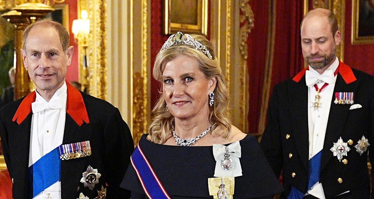 La duchesse Sophie se pavane avec des plates-formes scintillantes et un diadème d&rsquo;un million de livres sterling lors d&rsquo;un banquet d&rsquo;État