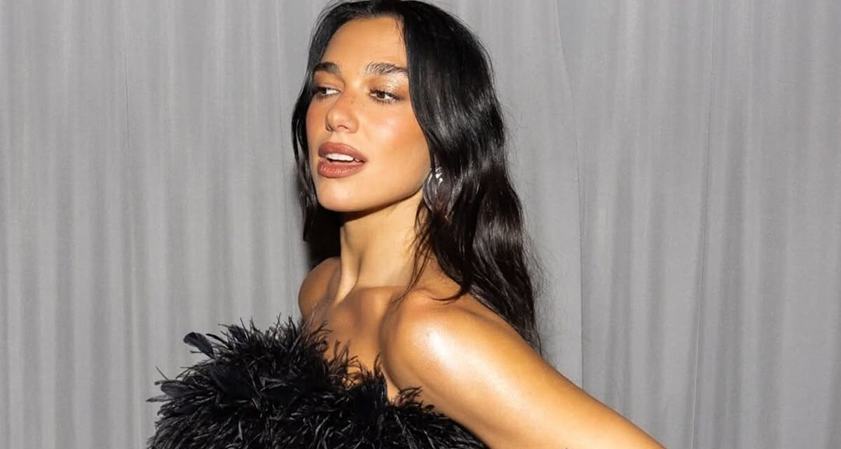 Dua Lipa sert la fièvre de la fête dans un look cuir imprimé flamme