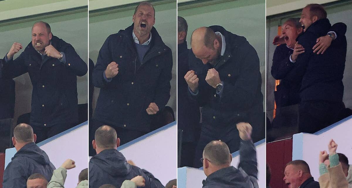 Le prince William traverse toutes les émotions alors qu&rsquo;il encourage Aston Villa lors de son apparition surprise au match de football.